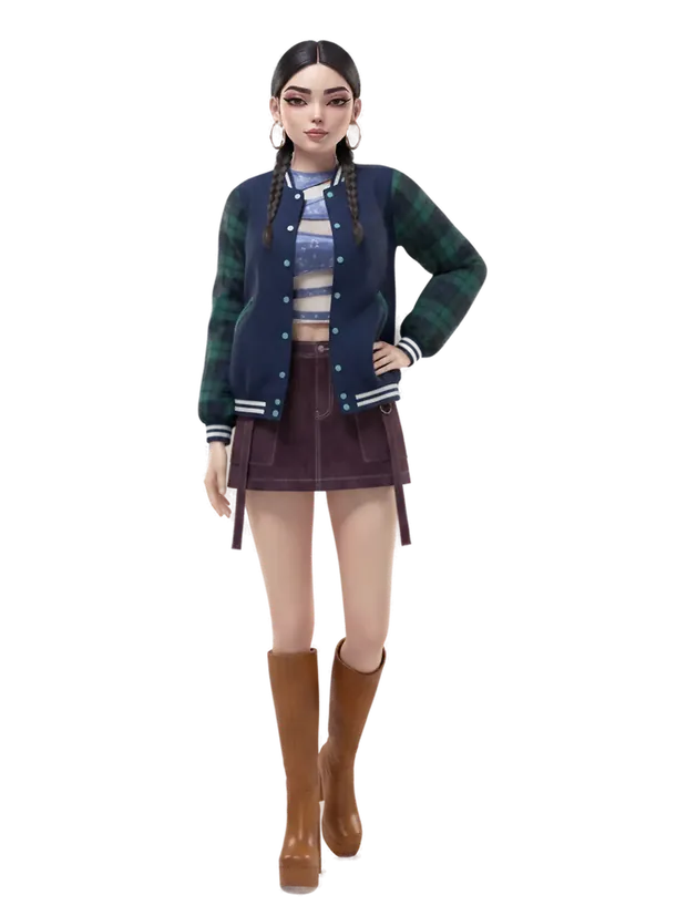 A character dressing itself, layer by layer